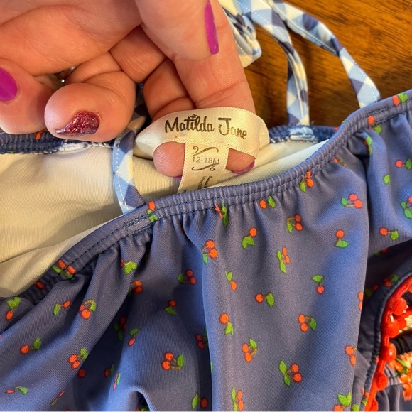 Matilda Jane blue red floral two piece bikini swimsuit size 12-18 months - Picture 4 of 7